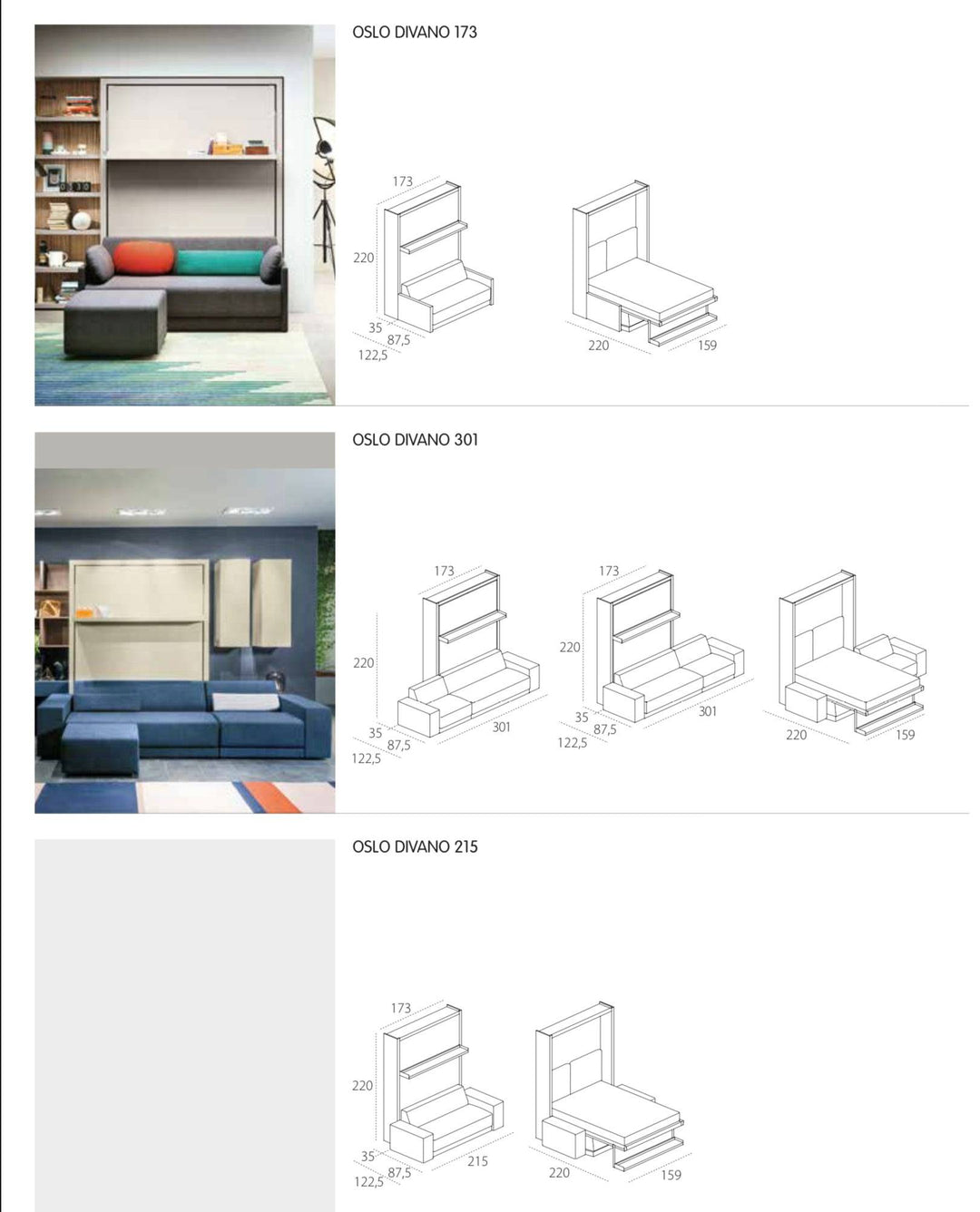 Oslo 215 sofa wall bed - Clei London UK