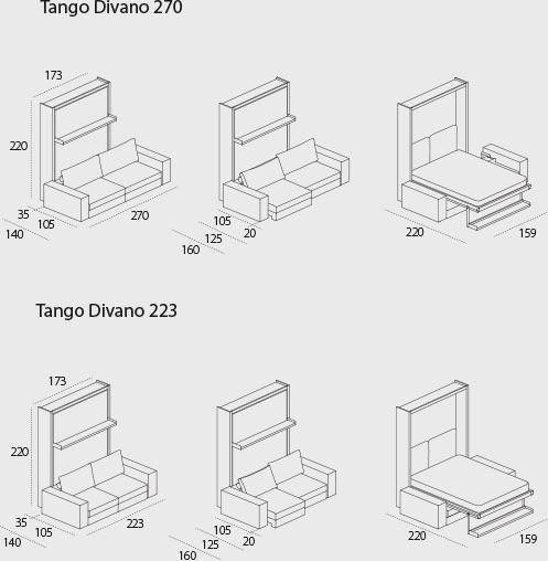 Tango 223 and 270 sofa wall beds - Clei London UK